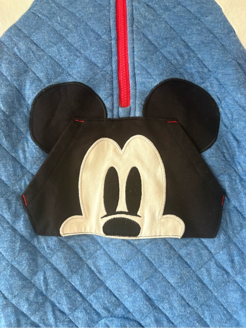 Disney Baby Mickey Mouse Quilted Hooded Romper Jumpsuit 18-24M Blue Red - Picture 3 of 10